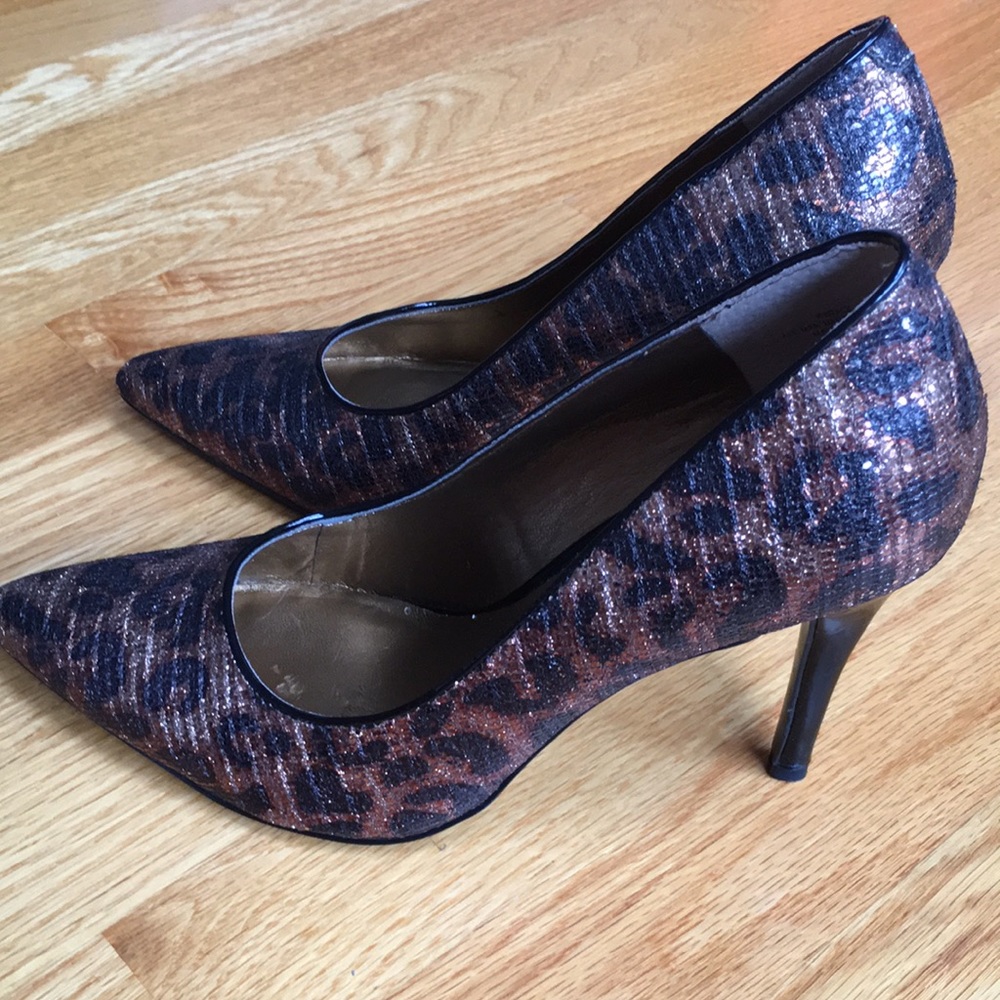 CLOSET CLEAROUT Nine West Leopard Print Sparkly Heels